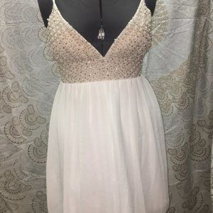 Creme and White Formal Dress